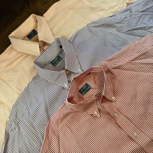 Lot 3 Gitman Bros Bruce Baird & Co Shirt Mens Large Striped‎ Gingham Button Down